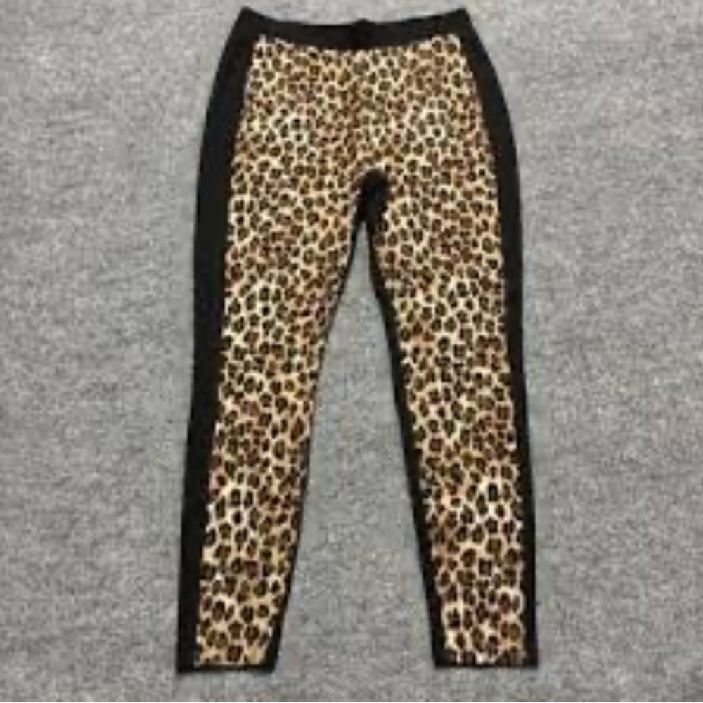 Chico's Ponté two-toned Animal Print and Black Pants Size 1